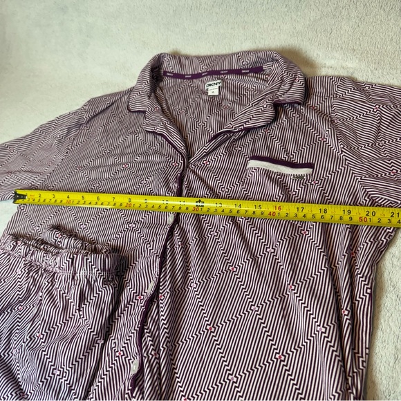 DKNY Women's XL Button Up Collared Shirt and Drawstring Shorts Pajama Set Violet - Picture 10 of 12